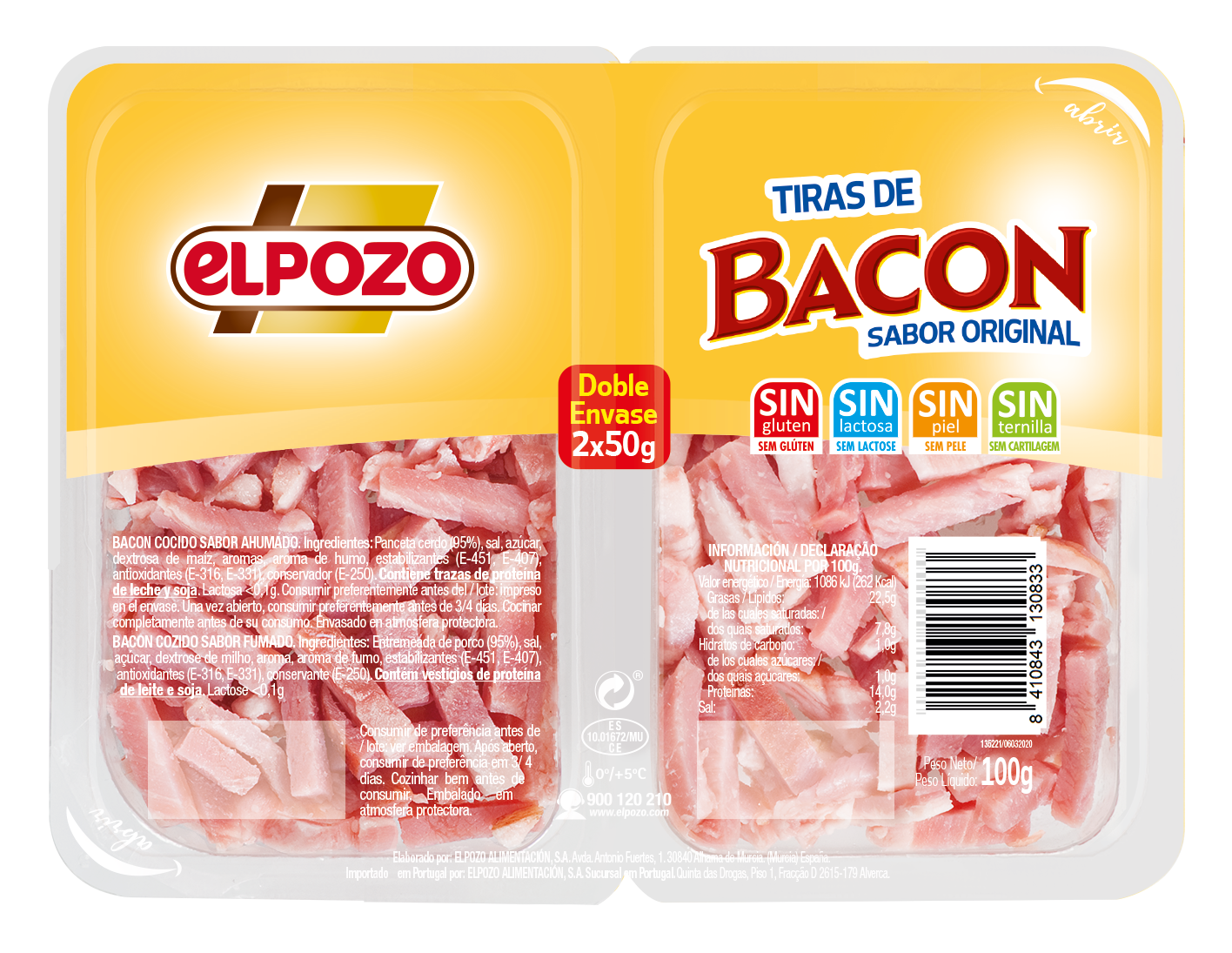 Bacon tiras el pozo 2x50g